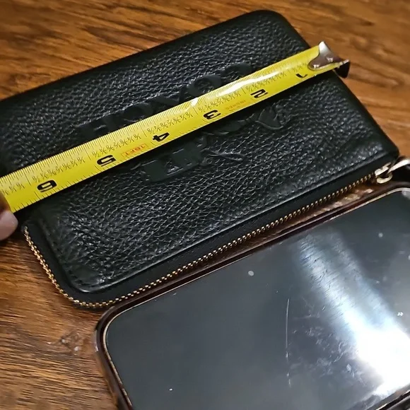 Coach Embossed Black Wristlet - Picture 3 of 4